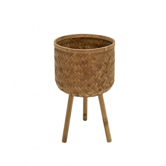 S/3 Bamboo Planters 11/13/15" Brown, No Pattern