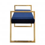 Navy/gold Velveteen Bench W/ Handles