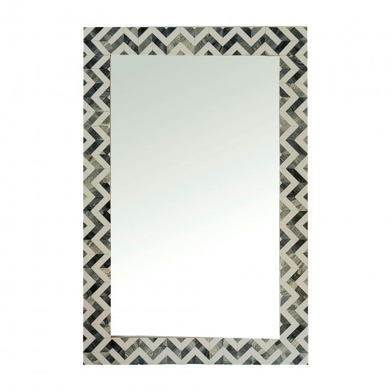 Resin 24x36 Chevron Rect Mirror Gray/wht