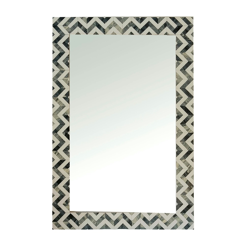 Resin 24x36 Chevron Rect Mirror Gray/wht Resin 24x36 Chevron Rect Mirror Gray/wht