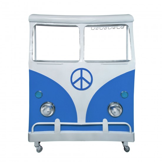 Metal 69"h Bus Kombi Bar, Aqua