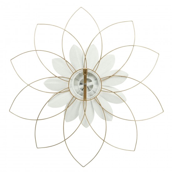 Metal 25" Wall Flower, White/blue, Wb