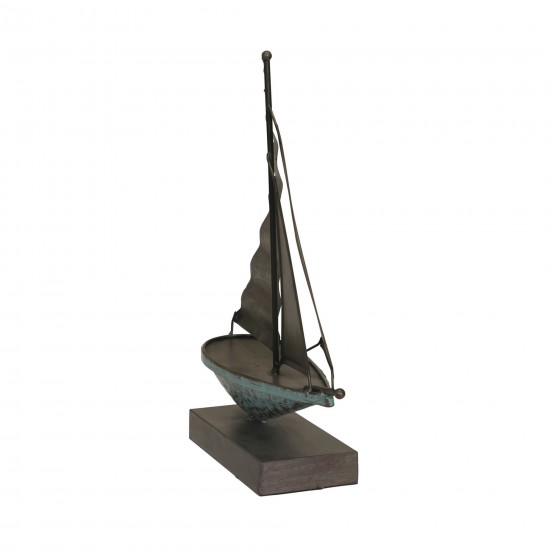 Teal/galvanized Metalsailboat, 11.25"