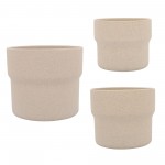 Cer, S/3 7/9/10"d Mushroom Planters, Tan