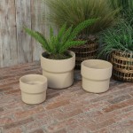 Cer, S/3 7/9/10"d Mushroom Planters, Tan