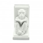 S/2 Ceramic 7"h Reading Monkey Bookends, White