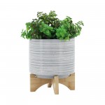 Ceramic 8" Planter On Stand, Gray