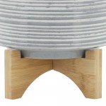 Ceramic 8" Planter On Stand, Gray