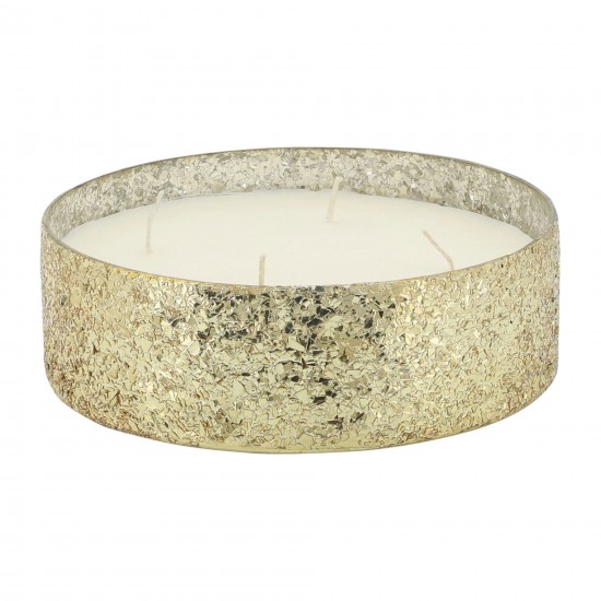 Candle On Gold Crackled Glass 49oz