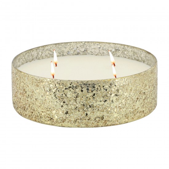 Candle On Gold Crackled Glass 49oz