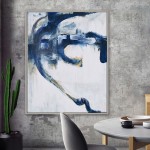 32x40 Handpainted Abstract Canvas, Blue/gray