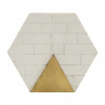 Resin, S/2 5/7" Hxgon Boxes W/brass Inlay, Wht/gld