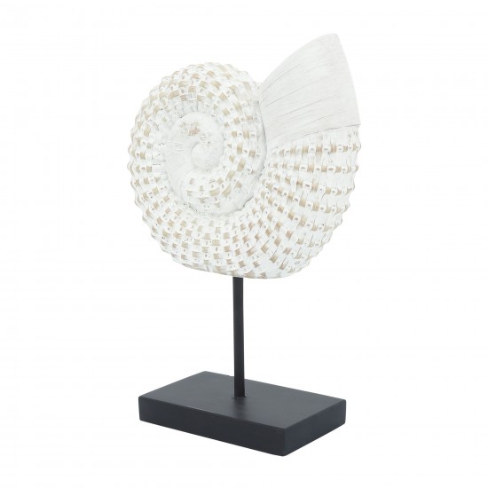 Resin, 12"h Shell On A Stand, White