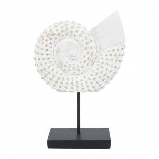 Resin, 12"h Shell On A Stand, White