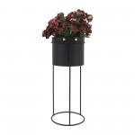 Metal, S/2 20/24"h Round Planters, Black