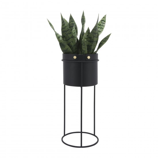 Metal, S/2 20/24"h Round Planters, Black