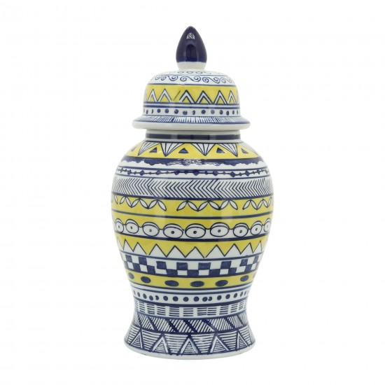 14" Blue/Yellow Temple Jar