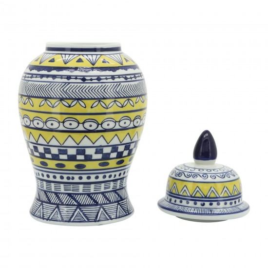 14" Blue/Yellow Temple Jar