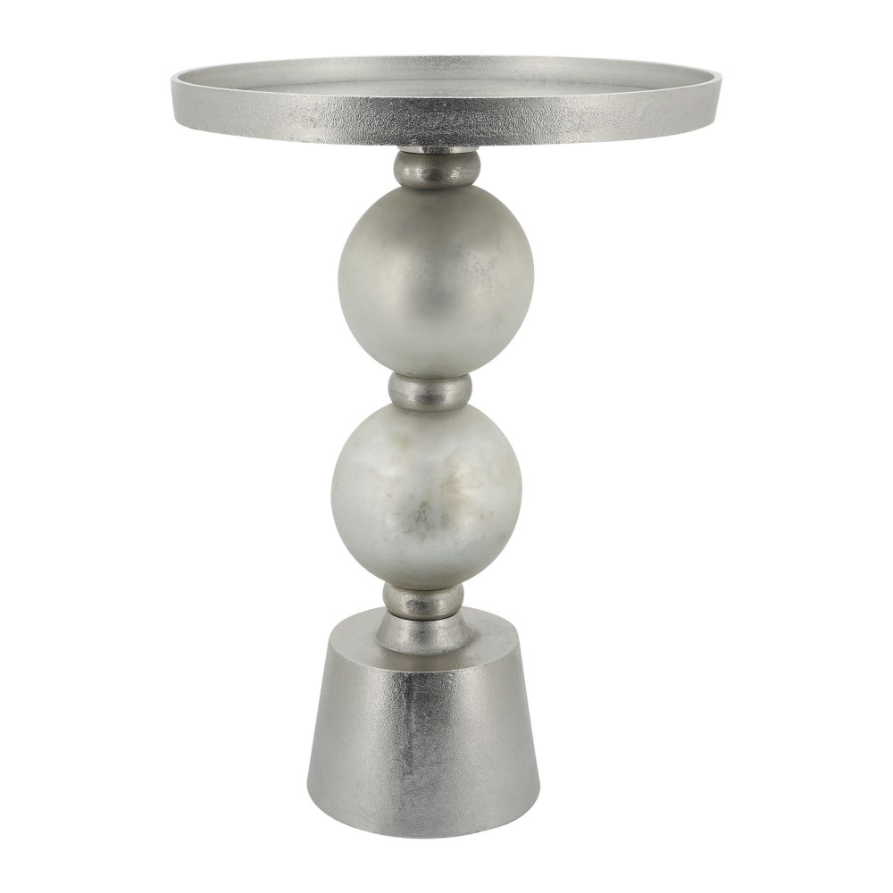 Metal, 22"h Orb Side Table, Mirror Top, Champ/brnz