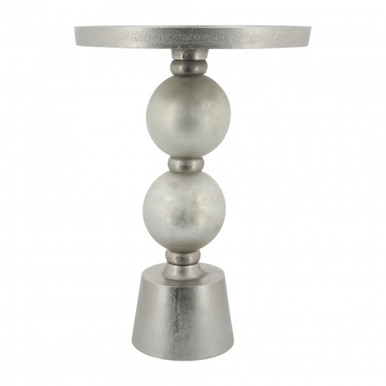 Metal, 22"h Orb Side Table, Mirror Top, Champ/brnz