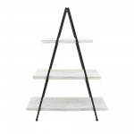 Metal/wood 54" Pyramid Shelf, White/black Kd