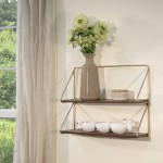 Metal/wood 20" 2 Tier Wall Shelf, Gold