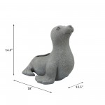 Resin 18" Sea Lion Planter, Gray