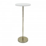 Metal/marble, 21"h Drink Table, White/gold Kd