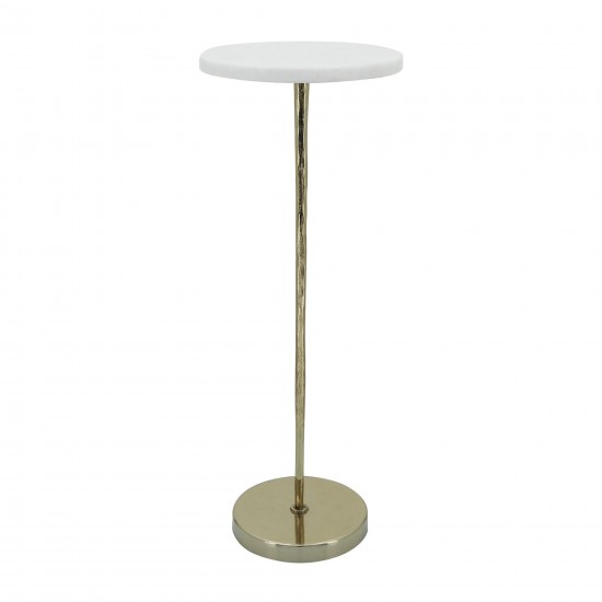 Metal/marble, 21"h Drink Table, White/gold Kd