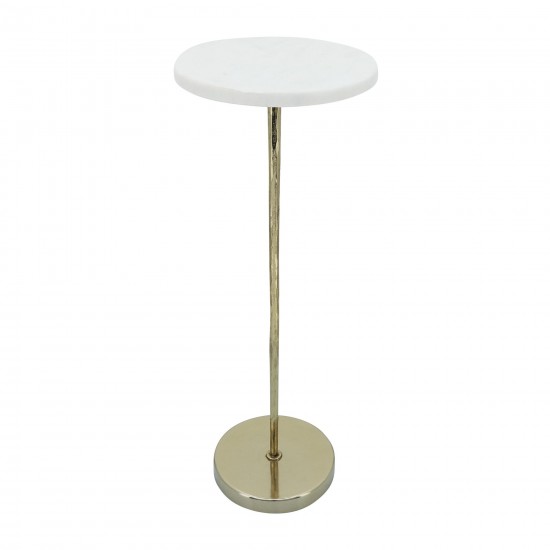 Metal/marble, 21"h Drink Table, White/gold Kd