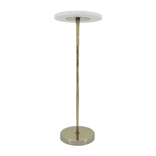 Metal/marble, 21"h Drink Table, White/gold Kd