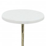 Metal/marble, 21"h Drink Table, White/gold Kd