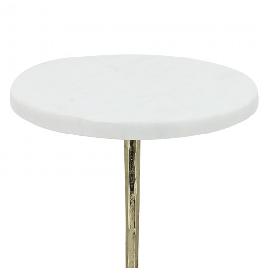 Metal/marble, 21"h Drink Table, White/gold Kd