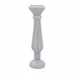 Cer, 15"h Candle Holder, Scratched, Silver