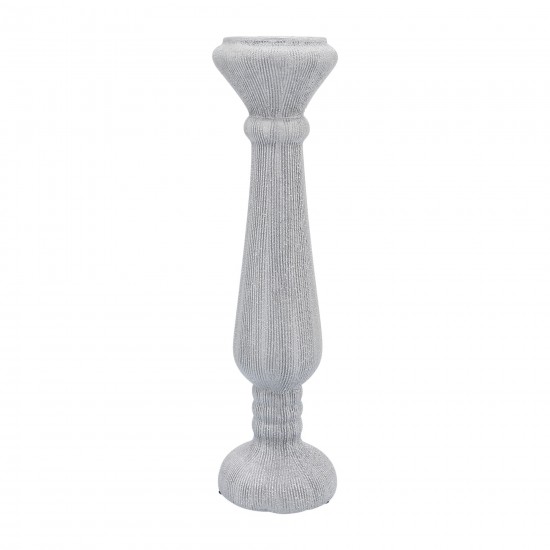 Cer, 15"h Candle Holder, Scratched, Silver