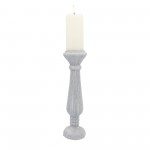 Cer, 15"h Candle Holder, Scratched, Silver