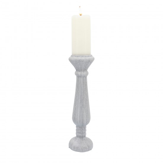 Cer, 15"h Candle Holder, Scratched, Silver