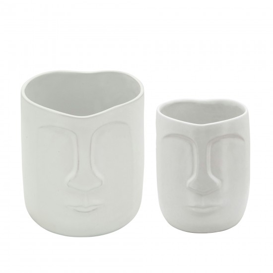 6" Face Vase, White