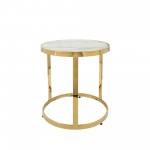 S/2 Metal/marble Glass Round Side Table, Gold