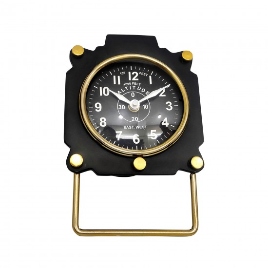 Metal, 5"h Altimeter Table Clock, Black