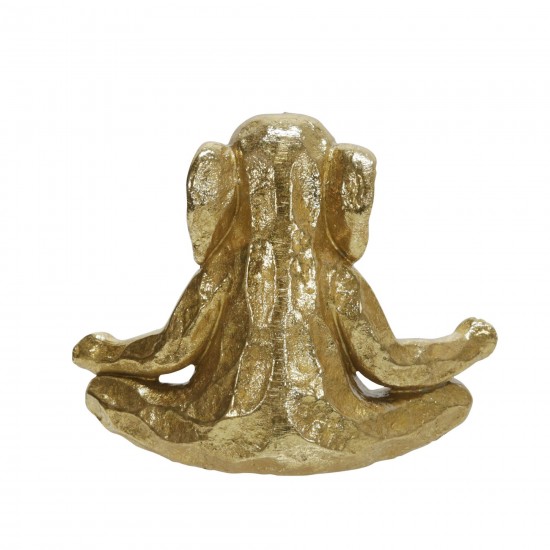 Polyresin 8" Meditating Elephant, Gold