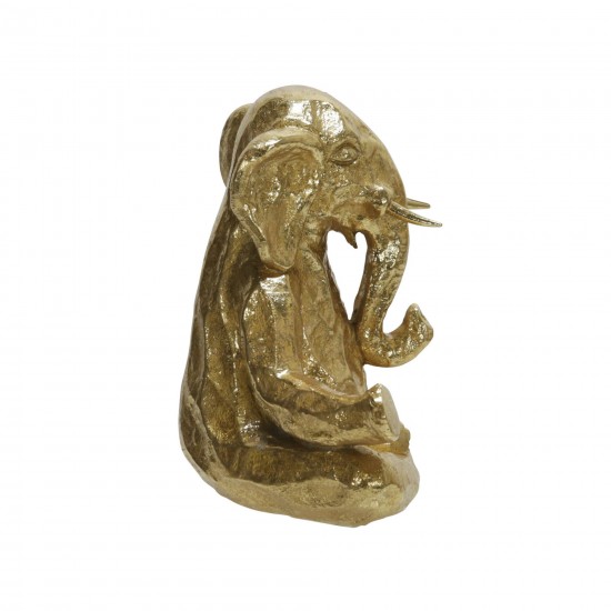 Polyresin 8" Meditating Elephant, Gold