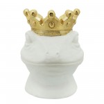 Resin 12" Gecko W/ Crown, White