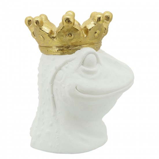 Resin 12" Gecko W/ Crown, White