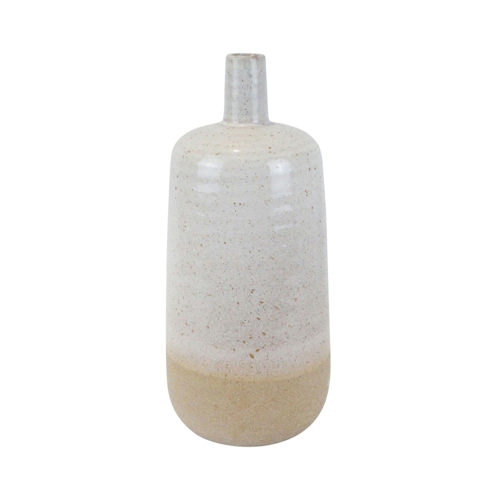 Ceramic 13", Speckled Vase, Beige