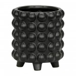 S/2 6/8" Bubble Planters, Matte Black