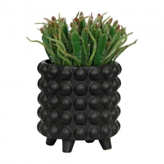 S/2 6/8" Bubble Planters, Matte Black