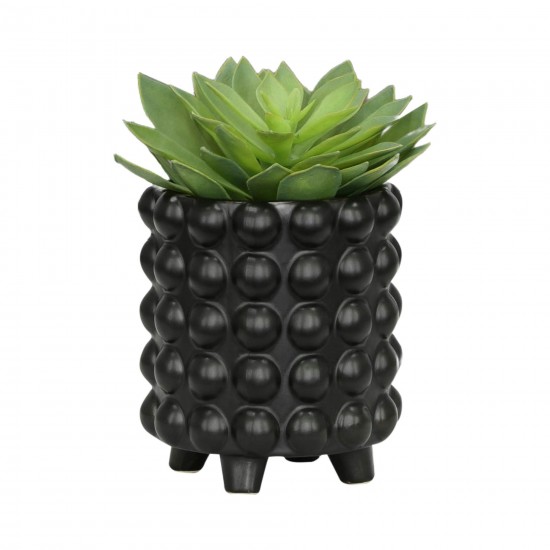 S/2 6/8" Bubble Planters, Matte Black