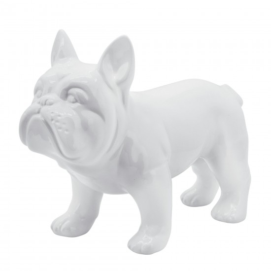 Cer, 12" Bulldog, White