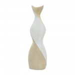 24" Twisted Vase, White/gold